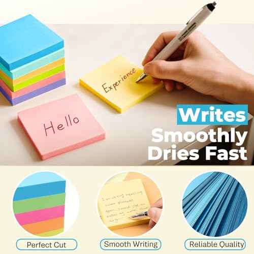 Sticky Notes 3x3 Inches, Bright Colors Self-Stick Pads, Easy to Post for Home, Office, Notebook,100 Sheets/pad (8 Pack)