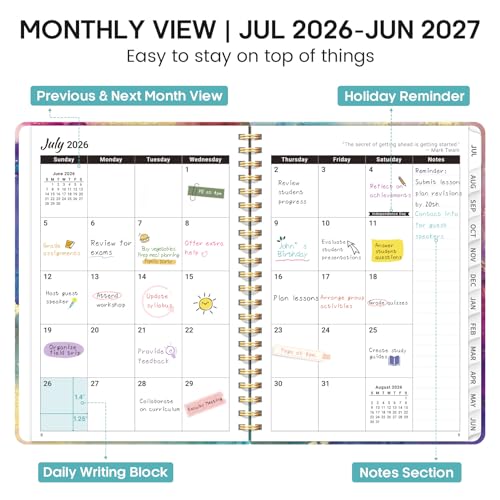 JEJEGO Gold A5 Academic Planner 2026-2027 Weekly & Monthly Organizer
