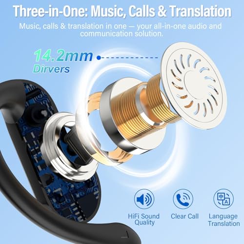 Ai Translation Earbuds Real Time,3-in-1 Buletooth 5.4 Translator Earbuds with 164 Languages/6 Translation Modes,No Subscription Required Translatior Headphones,32H Audifonos Traductores Ingl?s Espa?ol