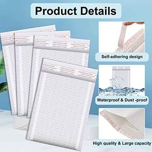 Thenshop 10 Pcs Extra Large Bubble Mailers 20 x 24 Inch Resealable Padded Envelopes Waterproof Shipping Packages Opaque Poly Packaging Envelope Mailers Cushioned Bags for Mailing Packaging, White
