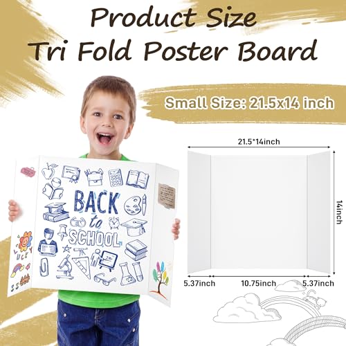PSHVYM 4 Pack Small Trifold Poster Boards 21.5 x 14 Inches White Presentation Display