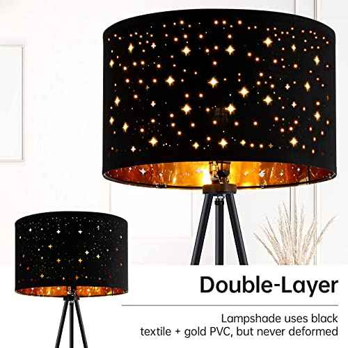 BoostArea Floor Lamp, Tripod Floor Lamp, 8W LED Bulb, Decorative Lamp Shade, Mid Century Standing Lamp for Living Room, Bedroom, Study Room and Office