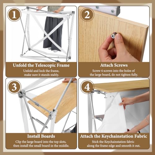 Marsui Folding Photo Booth Keychain Station Table for Events and Weddings