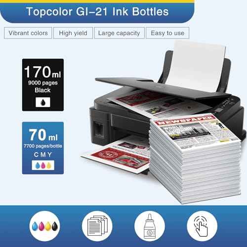 GI-21 G3270 G3260 Ink Bottles Compatible for Canon 21 GI-21 GI21 Ink Refill Bottles Set, Compatible for Canon MegaTank G3270 G3260 G3290 G3272 G4280 G4270 G2270 G2260 G1220 G1230 Printer