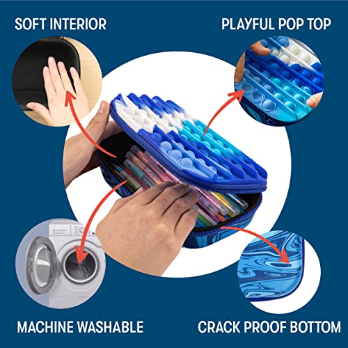 ZIPIT POP Pencil Case for Boys - Blue Silicone Sensory Fidget Storage