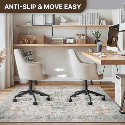 48"x60" Office Chair Mat for Hardwood Tile Floor, Under Desk Carpet Protector for Rolling Computer Chair Mat, Machine Washable Area Rug, Anti-Slip 1/5" Thick Low Pile Thin Vinyl Floor Mat, Taupe