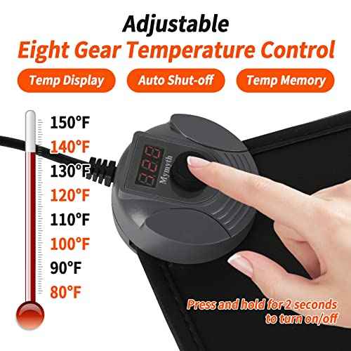 Mymyth Heated Desk Pad, Warm Mouse Pad, Foot Warmer - 8 Speeds Heated Control with Digital Display - 31.5¡®¡¯¡¿17.5¡± Extended Edition Gaming Mouse Mat - Auto Shutoff