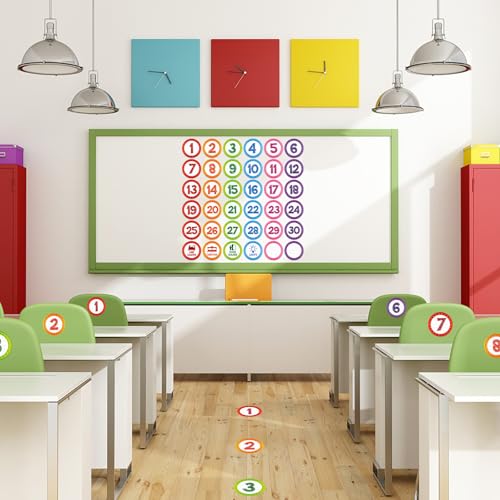 FaCraft Rainbow A-crayon Classroom Line Up Spots - 36 Pastel Floor Stickers