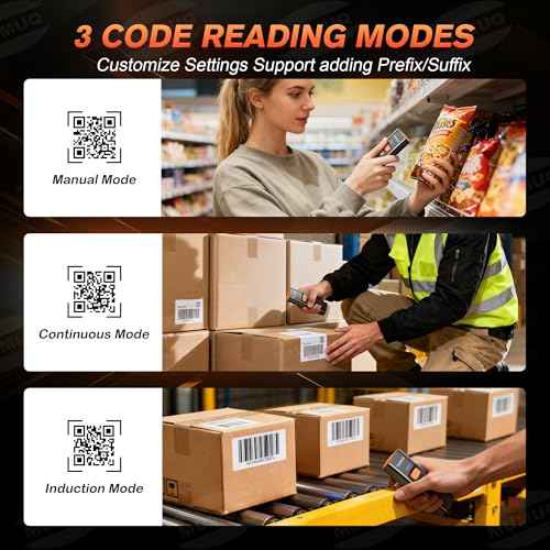 Wireless Barcode Scanner Mini Bluetooth 1D 2D QR Bar Code Scanner 3-in-1 Bluetooth & 2.4G & USB Wire Barcode Reader Compatible with Windows Android iOS Tablet PC (with Charging Dock)
