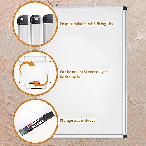 VIZ-PRO Dry Erase Board/Whiteboard, Non-Magnetic, Pack of 3, 24 X 18 Inches, Wall Mounted Board for School Office and Home