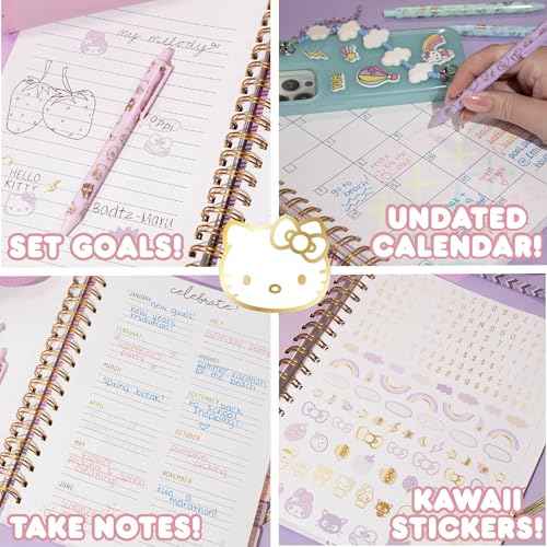 Horizon Group USA Hello Kitty and Friends Agenda, 70 Pages, Hardcover Planner, Kuromi Stickers, Sanrio Stuff, Cute School Supplies, Stationery and Accessories