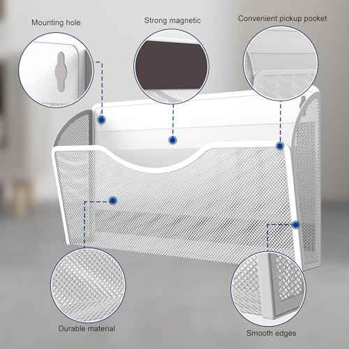 4PCS Magnetic File Holder - No Drilling Magazine Paper Document Holder, Hanging File Organizer for Refrigerators, Whiteboards & File Cabinets