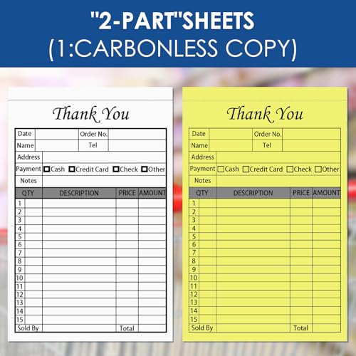 Thank You Receipt Book 6-Pack with Carbonless Copies, 300-Set - Variation: Thank You