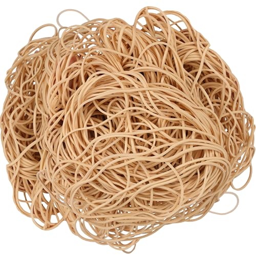 AMUU Beige Rubber Bands 210pcs 18cm Flat, 1.5mm Thick, 14in Circumference for Office & DIY