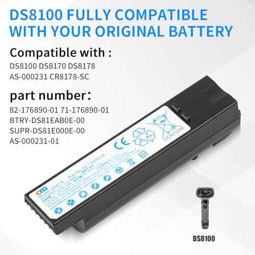CBQ 82-176890-01 Replacement Battery, for Zebra DS8178 DS8100 DS8170 DS6878-SR AS-000231 CR8178-SC BTRY-DS81EAB0E-00 71-176890-01 Handheld Barcode Scanner Lithium-ion Battery 1PCS