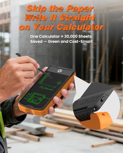 ROATEE Construction Calculator with Writing Tablet Gray-Orange, 200+ Engineering Functions