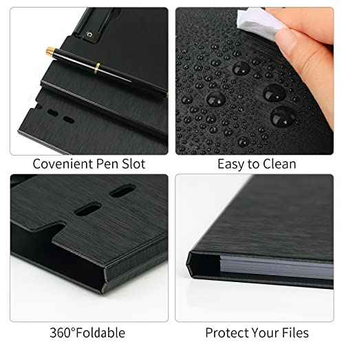 A4 Clipboard Folder,10 Pack Foldable Clipboards with Pocket for Business,Office,School or Restaurant (Black)