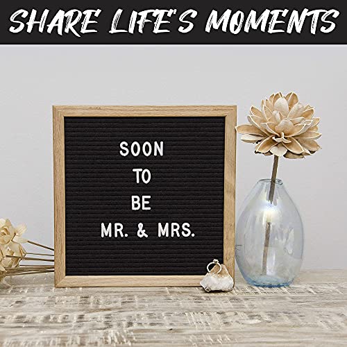 Felt Like Sharing 10x10 Black Felt Letter Board with Oak Frame