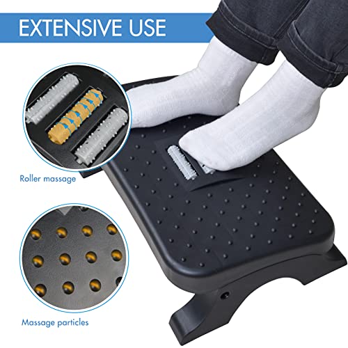 Under Desk Footrest with Massage Rollers – Ergonomic Foot Stool for Home Office