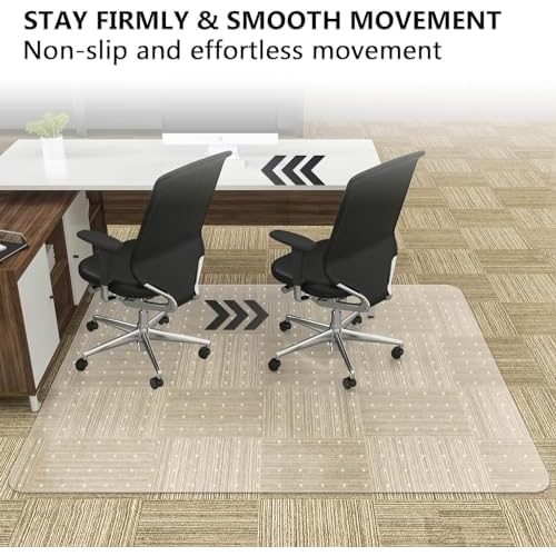 Amyracel Large Office Chair Mat for Low Pile Carpet - 35" x 55" Clear Computer Desk Mat for Home & Offices, Easy Glide Plastic Floor Mat for Office Chair On Carpet