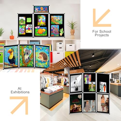 Black Double-Sided 3+1 Panel Trifold Display Board for School & Events 72x35.4in