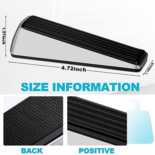 Kigley 10 Pcs Metal Door Stop Heavy Duty Door Stop Wedge Rubber Door Stoppers for Door Bottom Carpet Tile Concrete Wooden Floor for Tile Concrete Wooden Floor Supplies (Brushed Silver)