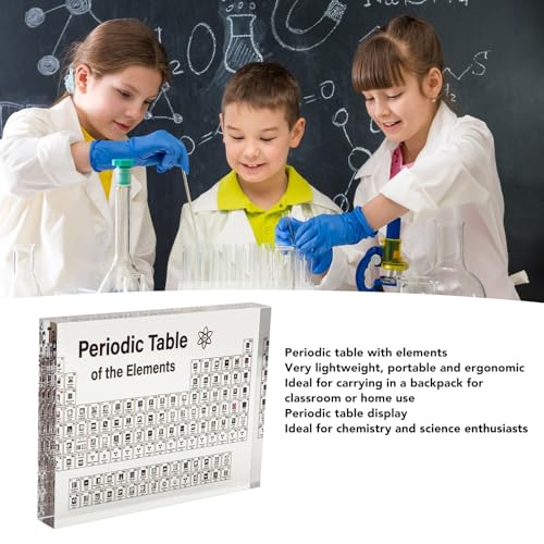 Srliya Real Elements Periodic Table Acrylic Display – Portable Classroom Chemistry Kit