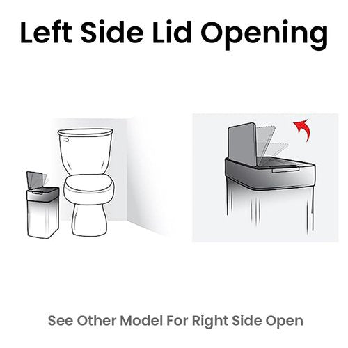 iTouchless 4 Gallon Bathroom Trash Can with Lid and Deodorizer, Lid Opens Left, 15 Liter Stainless Steel Slim Automatic Small Waste Basket Dustbin for Bedroom Home Office Livingroom Garage