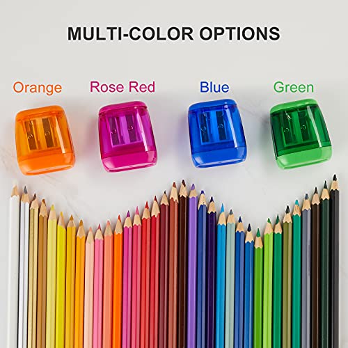 Sonuimy Covered Double Hole Manual Pencil Sharpeners 4 Pack - Kids & Office