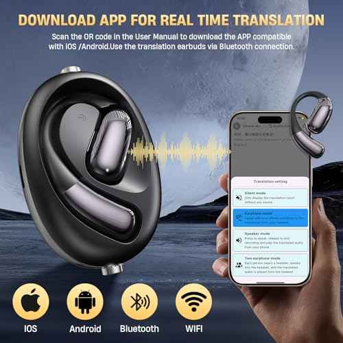 Ai Translation Earbuds, Real Time 3-in-1 Translator Earbuds 144 Language with APP Compatible with iOS & Android,Wireless Bluetooth Headphones Translating Device for Travel Business and Learning