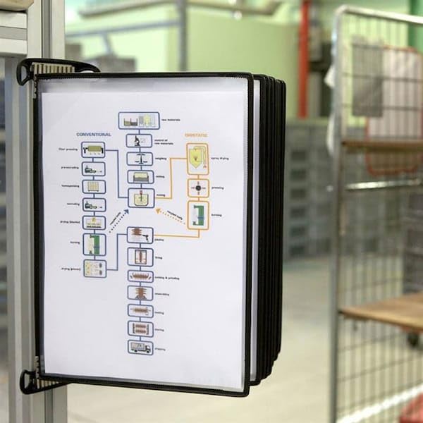 Tarifold Magnetic Wall Mount Reference System - 10 Black Pockets, Repositionable