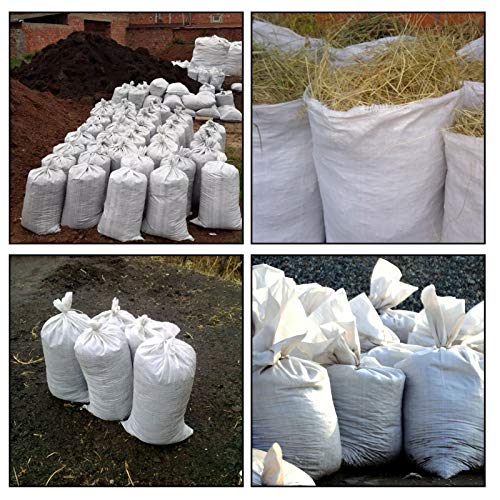 100 Packs 18 x 30 inches Empty Sand Bags, Heavy Duty Woven Polypropylene White Sandbags UV Protection Earth Bags for Flood Protection Industrial Construction Photography
