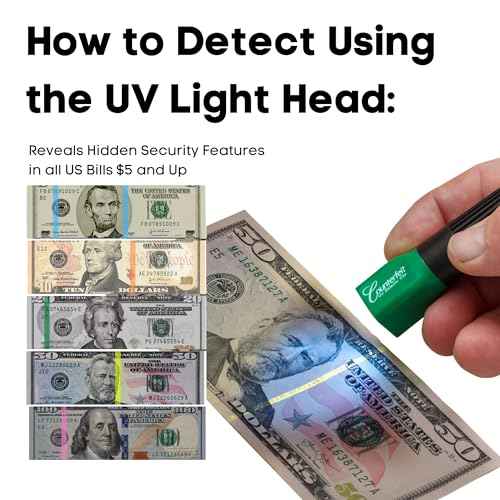Dri Mark Dual Test Counterfeit Money Detector Pen, UV Light Head Bonus Pack - Fake Money Bill Checker, Tests for Security Strips and Authentic Currency Paper, 1 UV Light/ 3 Pens