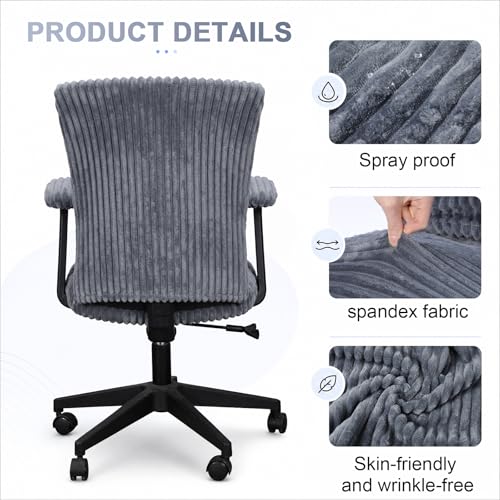 Tallew 4-Piece Corduroy Office Chair Cover Set - Dark Grey, Fits Most Chairs