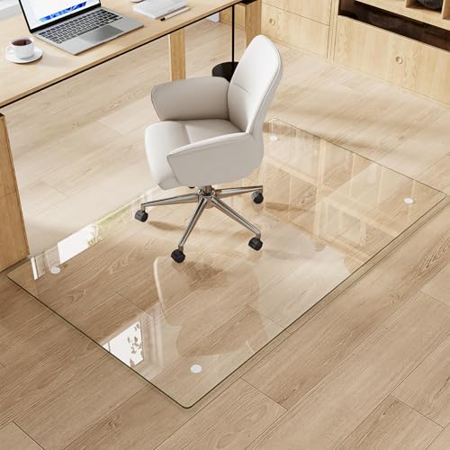 30x48 Tempered Glass Chair Mat for Carpet & Hard Floors - Transparent by MYSUNORIA (30"x48")