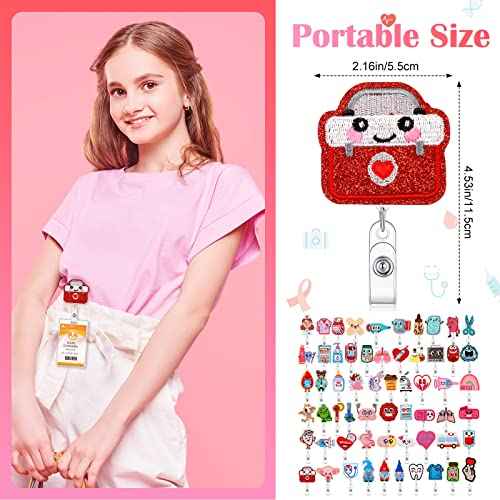 Cindeer 60 Pcs Felt Nurse Badge Reel Retractable Badge Holders Cute Felt Themed Holders with Alligator Clip Holiday Gifts for Doctor Nurse Hospital Teacher Student