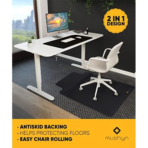 Office Chair Mat with Anti Fatigue Cushioned Foam - 2 in 1 Standing Desk Anti-Fatigue Comfort Mat for Hardwood Floor - Chair Mat for Rolling Chairs with Foot Rest Under Desk - 54¡±x 36¡±