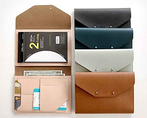 Modern Design PU Leather Padfolio, A5 Size Writing Portfolio Includes Writing Pad, Pen Holder, Card & ID Slots, Extra Pockets, Carry Case Pad Holder, 7”X9” (Brown)