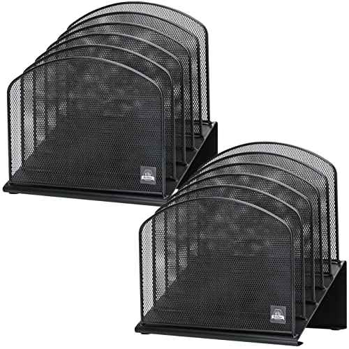 2 Pack Inclined Desk File Organizer, 5 Slot Desktop File Folder Holder Document Holder Sorter Organization and Accessories for Office School Classroom