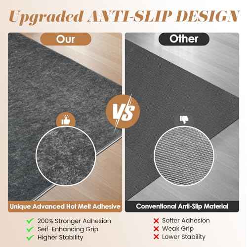 Office Chair Mat for Hardwood Tile Floor,48 "x60 Anti-Slip Under Desk Carpet Protector for Rolling Computer Chair Mat, Machine Washable Office Area Carpet (Fauxwool,Red)