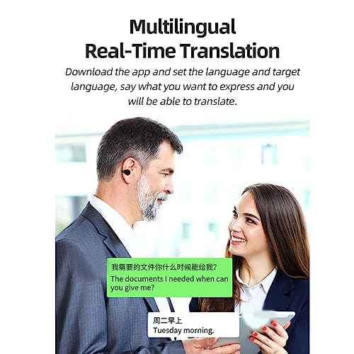 Yunseity Language Translator Earbuds, X9 Two Way Translation Headphones in Real Time, Clip Online Translation Device in 144 Languages & 3 Translation Modes, with Display (Black)