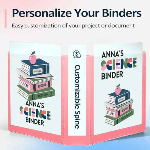 Sooez BinderX Extra Durable 3 Inch 3 Ring Binder, D-Ring Large Binders, Holds 670 Sheets of 8.5x11 Paper, Customizable View Cover with 2 Inside Pockets, School & Office Supplies, Lavender