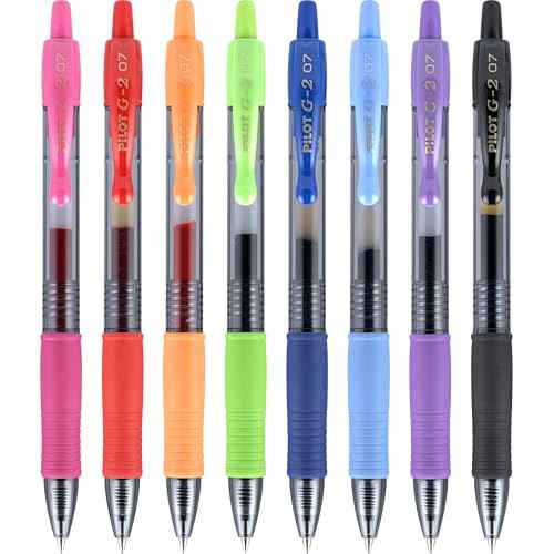 Pilot G2 Premium Gel Pens, Gel Roller Pens, Fine Point 0.7 mm Assorted Colors 8