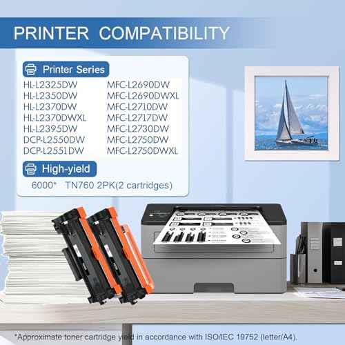 TN760 Toner for Brother Printer Replacement for Brother TN760 TN-760 TN730 TN-730 for MFC-L2710DW MFC-L2750DW HL-L2395DW HL-L2370DW DCP-L2550DW HL-L2350DW HL-L2390DW MFC-L2690DW (Black, 2 Pack)