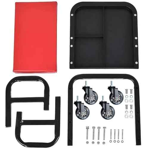 Creeper Stool with ShopSkates Caster Wheels | Roller Blade Rubber | Heavy-Duty 2.5¡± casters | 360 Degree No Noise (Red4)