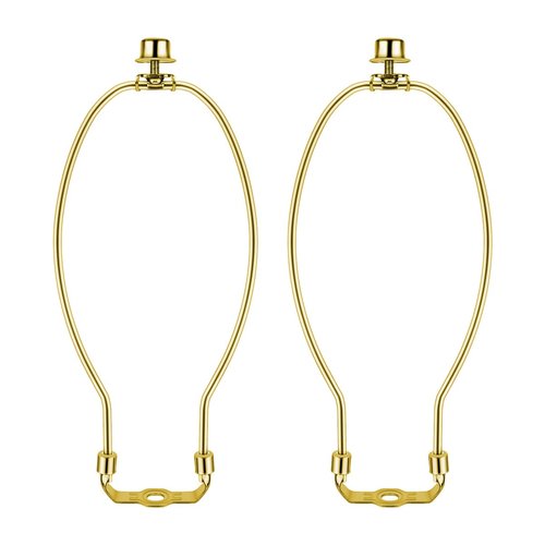 2 Pcs 10Inch Lamp Shade Harp Holders Detachable Heavy Duty DIY Lighting Accessories for Floor Lamps and Table Finials (Polished Brass)