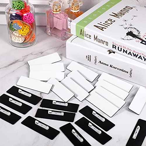 Name Tag Blank Name Badges 1 x 3 Inch DIY Blank ID Name Badge with Pin Backing for Office Workers Students, Personalized Badges Making (150 Pieces)
