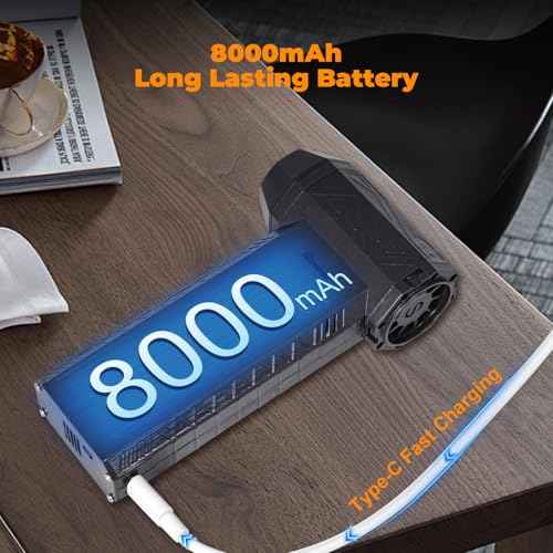 AURTEC Compressed Air Duster - 130,000 RPM High Power with 8000mAh Rechargeable Battery, Slide Speed Control, Lightweight Portable Electric Air Blower for Computer, Camera, Keyboard, Car and More