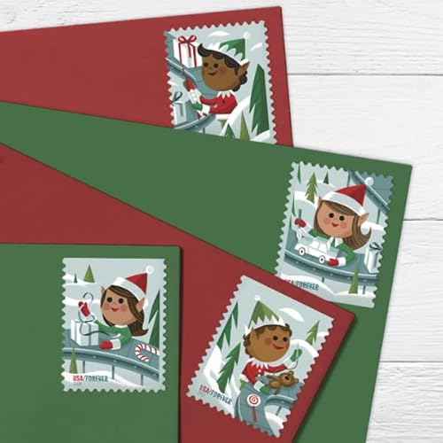 USPS Holiday Elves (Booklet of 20) Christmas Celebrations First-Class Mail Forever Postage Stamps 2022Scott #5722-5725