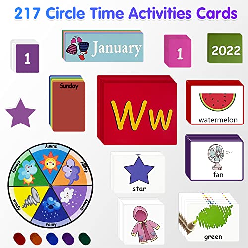 Auchq Blue Circle Time Learning Center Pocket Chart Classroom Calendar & Educational Weather Cards